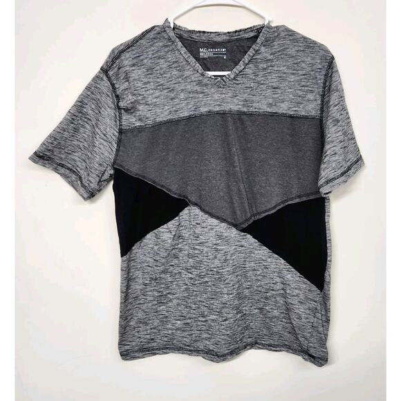 MC Squared Short Sleeve V Neck Colorblock T Shirt Men's Large Gray 1372 - Picture 1 of 7